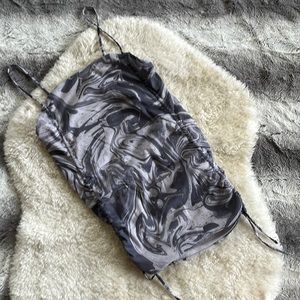 Urban Outfitters Form Fitting Gray Marble Spaghetti Strap Side Scrunch Tank Top